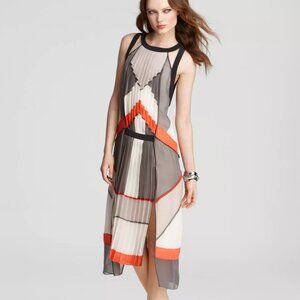 NWT BCBGMAXAZRIA Geo Color Block Pleated Dress - Size L
